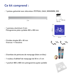 Description kit pochoir panneau piste cyclable