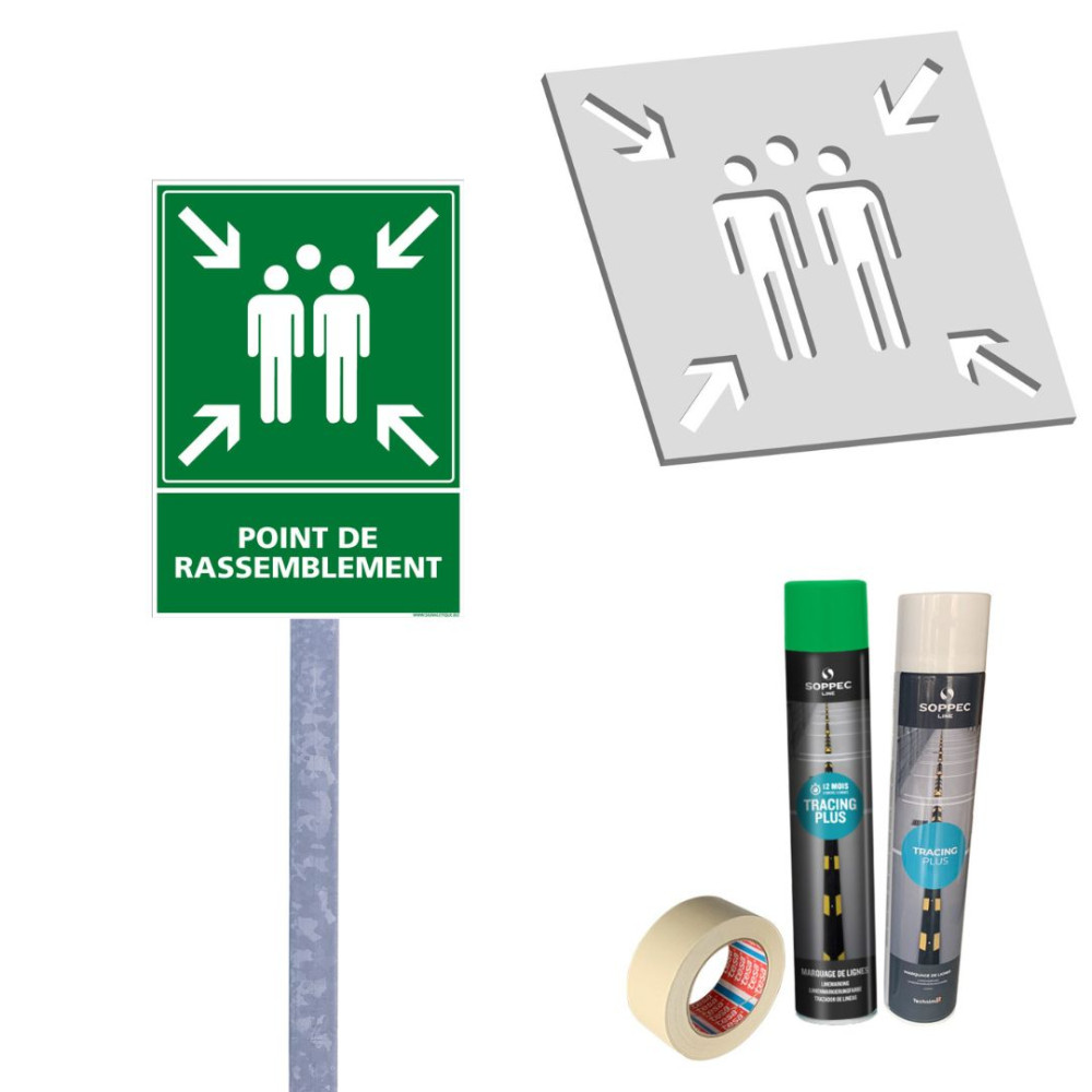 Kit Panneau Pochoir Point de rassemblement Kit Panneau Pochoir Point de rassemblement