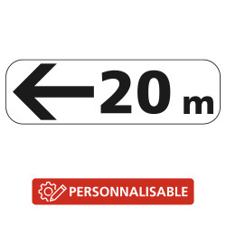 Panonceau Routier Galva Ecolign Type M3 - Flèche vers la gauche avec Distance Personnalisable M3b4
