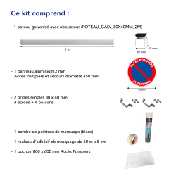 Description kit pochoir panneau Accès pompier et secours