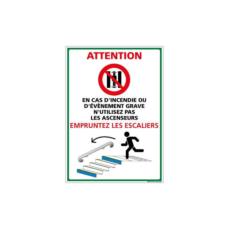 PANNEAU EVACUATION PAR LES ESCALIERS (B0433)