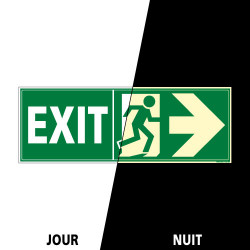 PANNEAU EXIT VERS LA DROITE PHOTOLUMINESCENT (B0434-PHO)