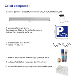Description kit pochoir panneau parking voiture électrique