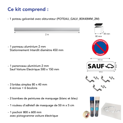 Description kit pochoir panneau stationnement interdit sauf voiture électrique