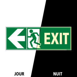 PANNEAU EXIT VERS LA GAUCHE PHOTOLUMINESCENT (B0435-PHO)