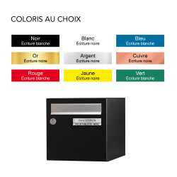 Plaque de boite aux lettres 1 ligne personnalisée avec mention PAS DE PUBLICITÉ - couleurs variées