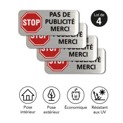 Pack de 4 autocollants Pas de publicité plaque pour boite aux lettres