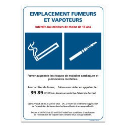 Panneau EMPLACEMENT FUMEURS ET VAPOTEURS (N0181)
