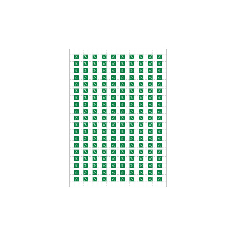 PLANCHE A4 DE 190 PICTOS ADHESIFS DE 10 X 10 MM POUR PLAN D'EVACUATION (B0440)
