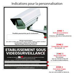 Panneau personnalisé ETABLISSEMENT SOUS VIDEO SURVEILLANCE (G0831)