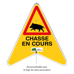 Triangle de signalisation temporaire danger chasse en cours personnalisable