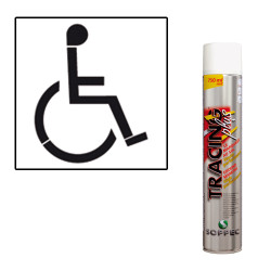 KIT POCHOIR PLACE HANDICAPE (W1000) : 1 POCHOIR 250x300mm (W0110), 1 BOMBE PEINTURE BLANC (W151700)