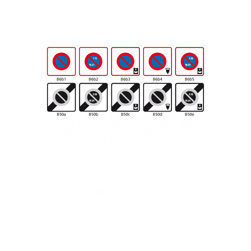 Panneau Routier - Signaux de stationnement et d'interdiction de stationnement - Type B
