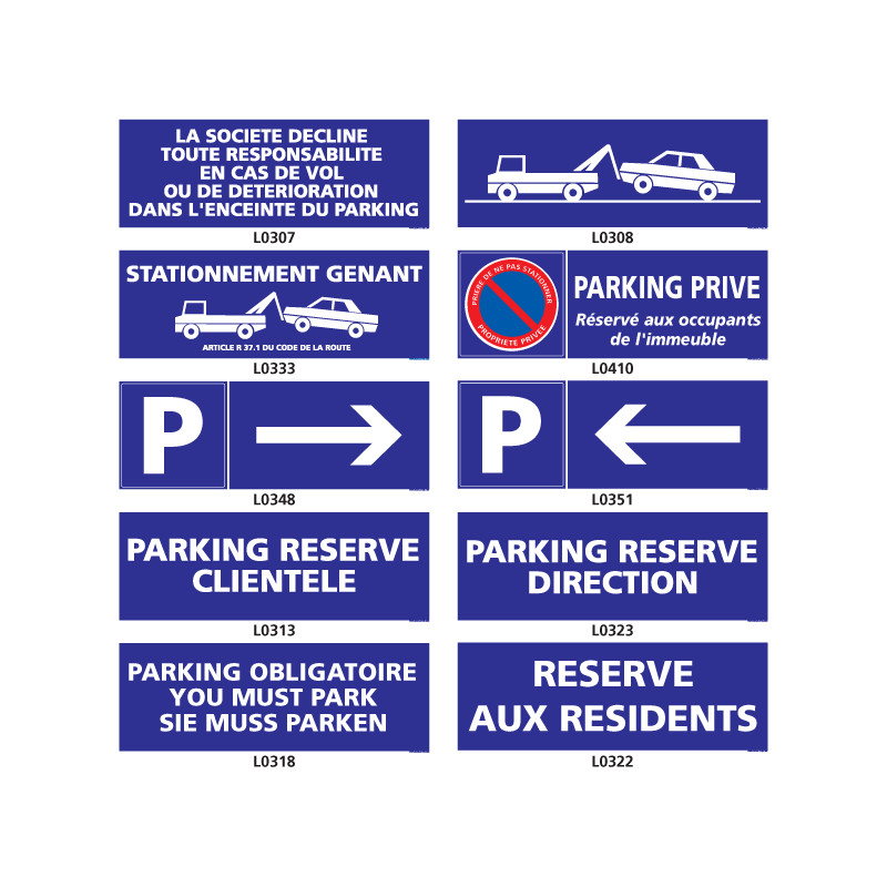 Panneau de signalisation parking vers la gauche