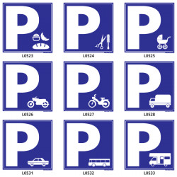 Panneau parking avec symbole