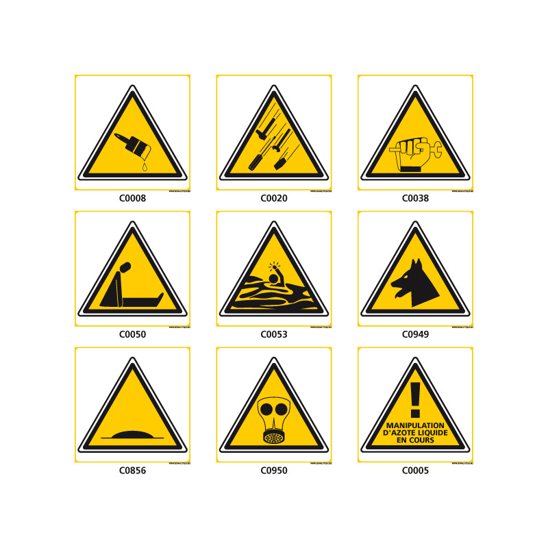 Panneaux de DANGER et d'AVERTISSEMENT