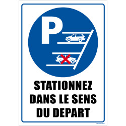 Panneau de signalisation STATIONNEZ DANS LE SENS DU DEPART (L0575)