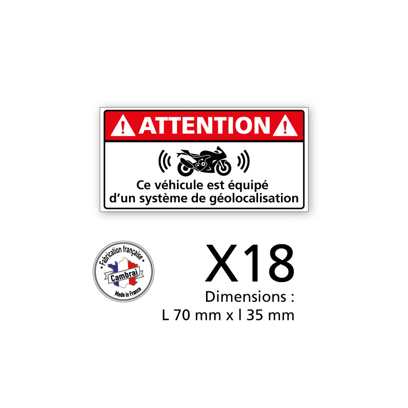 3 PLANCHE DE 6 ADHESIFS ATTENTION VEHICULE EQUIPE D'UN SYSTEME DE GEOLOCALISATION (G1446_PL6X3) 3 PLANCHE DE 6 ADHESIFS ATTENTION VEHICULE EQUIPE D'UN SYSTEME DE GEOLOCALISATION (G1446_PL6X3)