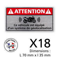 3 PLANCHE DE 6 ADHESIFS ATTENTION VEHICULE EQUIPE D'UN SYSTEME DE GEOLOCALISATION (G1446_PL6X3)