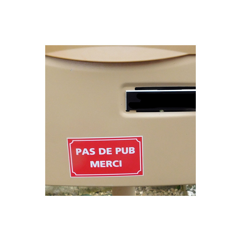 Plaquette Aluminium 'STOP PAS DE PUB' - Brossé, 4x8 Cm, Percée 4 Coins