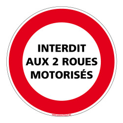 Panneau INTERDICTION DE CIRCULER INTERDIT AUX DEUX ROUES MOTORISEES (L0217)