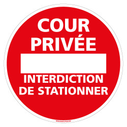 PANNEAU STATIONNEMENT INTERDIT COUR PRIVEE (D1342)