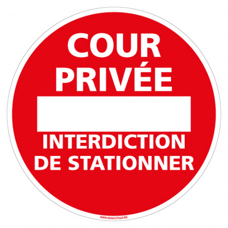 Cartello 'Corte Privata - Divieto Di Sosta' 230 Mm, In Alluminio Dibond 3 Mm, Produzione Francese