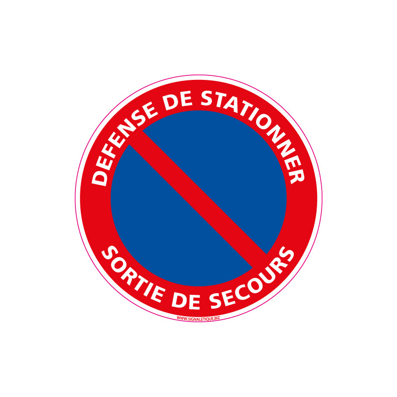 Panneau DEFENSE DE STATIONNER, SORTIE DE SECOURS (L0006)