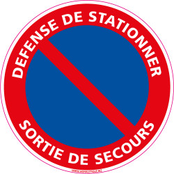 Panneau DEFENSE DE STATIONNER, SORTIE DE SECOURS (L0006)