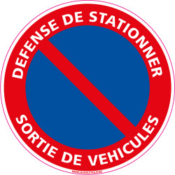 Panneau DEFENSE DE STATIONNER, SORTIE DE VEHICULES (L0007)