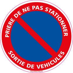 Panneau PRIERE DE NE PAS STATIONNER, SORTIE DE VEHICULES (L0009)