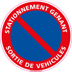 Panneau STATIONNEMENT G NANT, SORTIE DE VEHICULES (L0014)