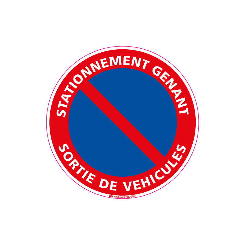 Panneau STATIONNEMENT G NANT, SORTIE DE VEHICULES (L0014)