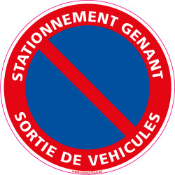 Panneau STATIONNEMENT G NANT, SORTIE DE VEHICULES (L0014)