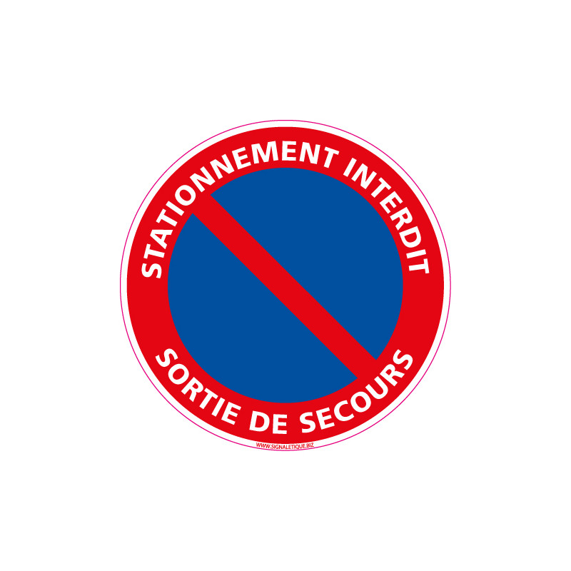 Panneau STATIONNEMENT INTERDIT, SORTIE DE SECOURS (L0018)