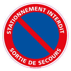 Panneau STATIONNEMENT INTERDIT, SORTIE DE SECOURS (L0018)