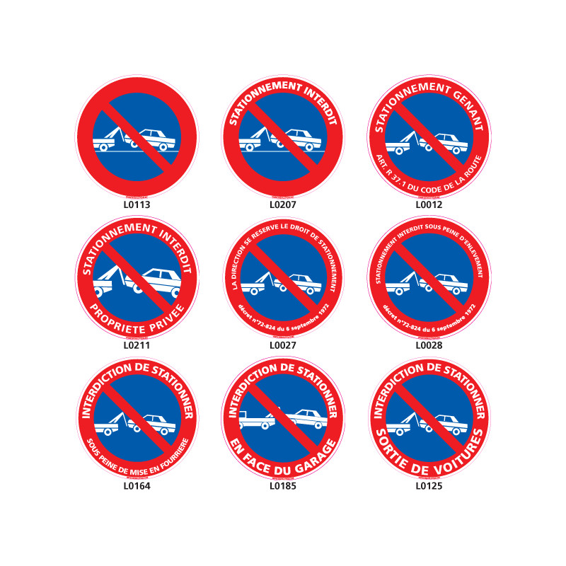 Panneau stationnement symbole fourrière