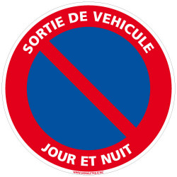 PANNEAU DE STATIONNEMENT INTERDIT SORTIE DE VEHICULE JOUR ET NUIT (L0127)