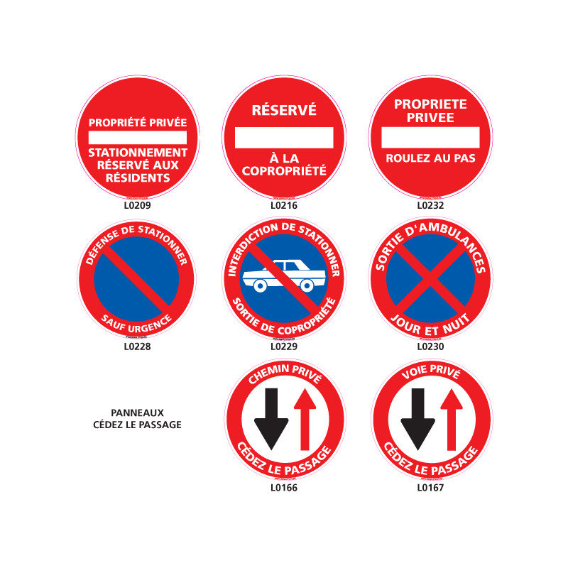 Panneaux de signalisation stationnement et cédez le passage