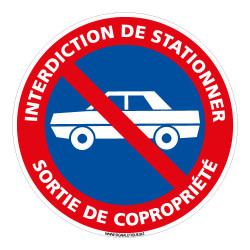 PANNEAU INTERDIT DE STATIONNER SORTIE DE COPROPRIETE (L0229)