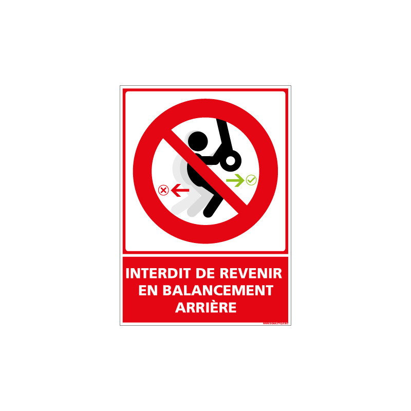 PANNEAU INTERDIT DE REVENIR EN BALANCEMENT ARRIERE (D1154)