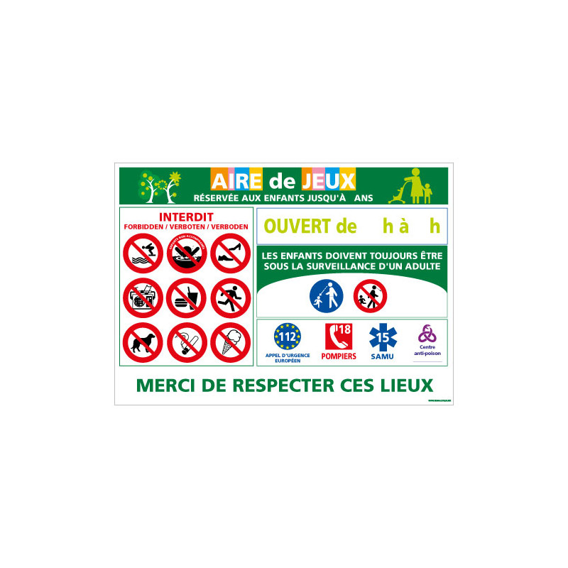 PANNEAU AIRE DE JEUX (H0192) PANNEAU AIRE DE JEUX (H0192)