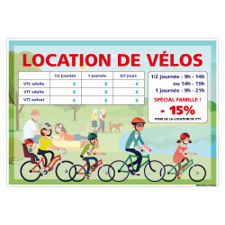 PANNEAU LOCATION DE VELOS PERSONNALISER (H0510-PERSO)