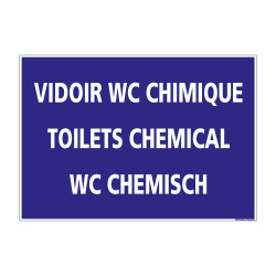 PANNEAU DE SIGNALISATION CAMPING VIDOIR WC CHIMIQUE (H0222) Français-Anglais-Allemand