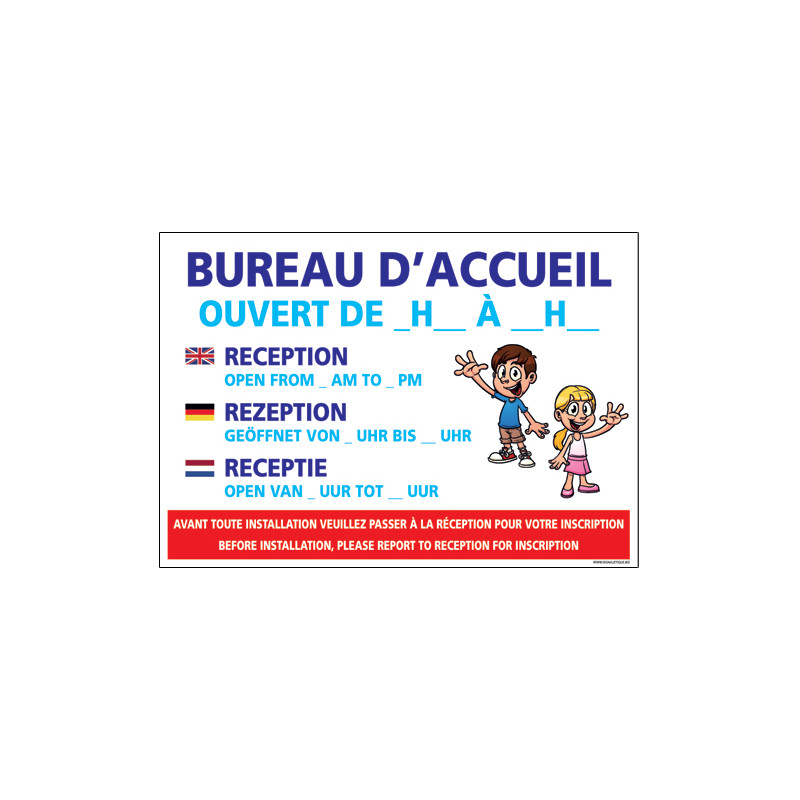 PANNEAU HORAIRES BUREAU D'ACCUEIL (H0294)