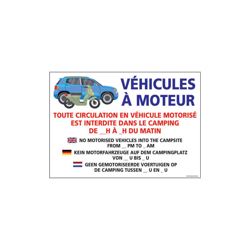 PANNEAU VEHICULE MOTEUR CAMPING (H0295)