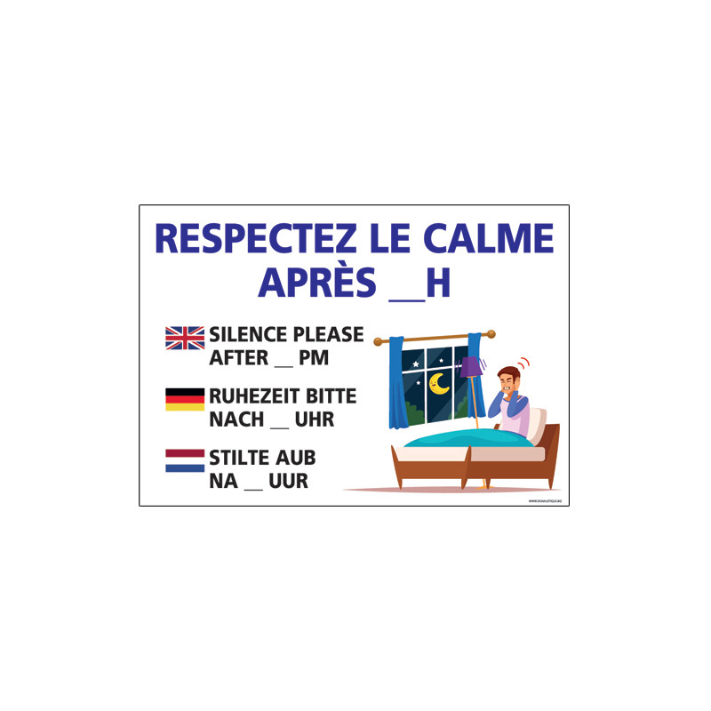 PANNEAU RESPECTEZ LE CALME APRES 23H (H0299)