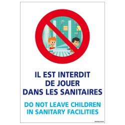 PANNEAU INTERDICTION DE JOUER DANS LES SANITAIRES (H0305)