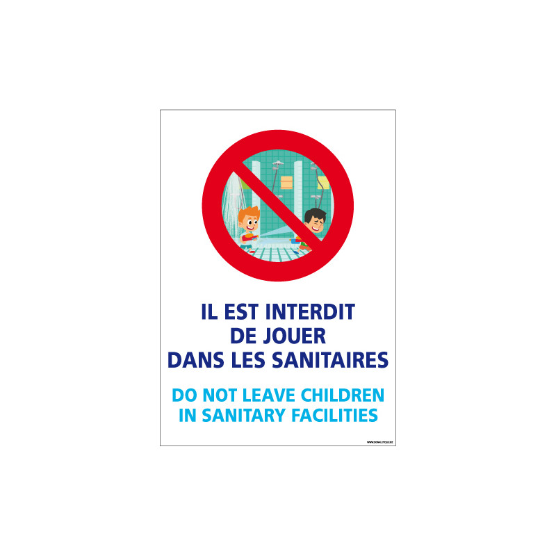 PANNEAU INTERDICTION DE JOUER DANS LES SANITAIRES (H0305)