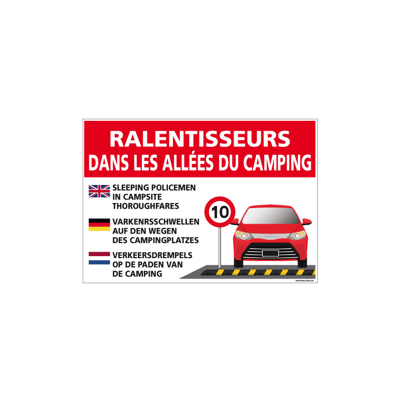 PANNEAU RALENTISSEURS DANS LES ALLEES DE CAMPING (H0315)